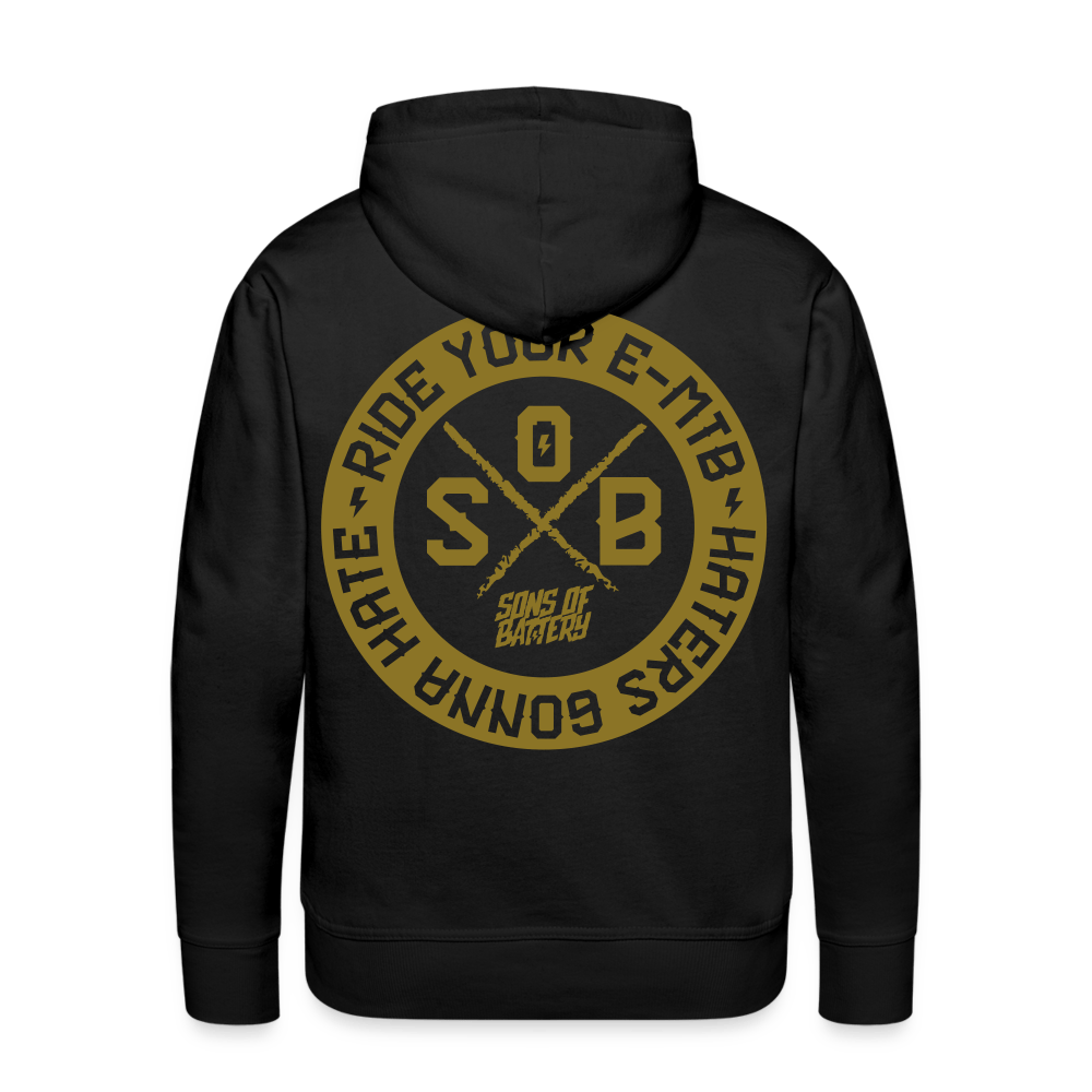 SPOD Männer Premium Hoodie Schwarz / S "Haters" - Gold - SONS OF BATTERY - Men’s Premium Hoodie E-Bike-Community