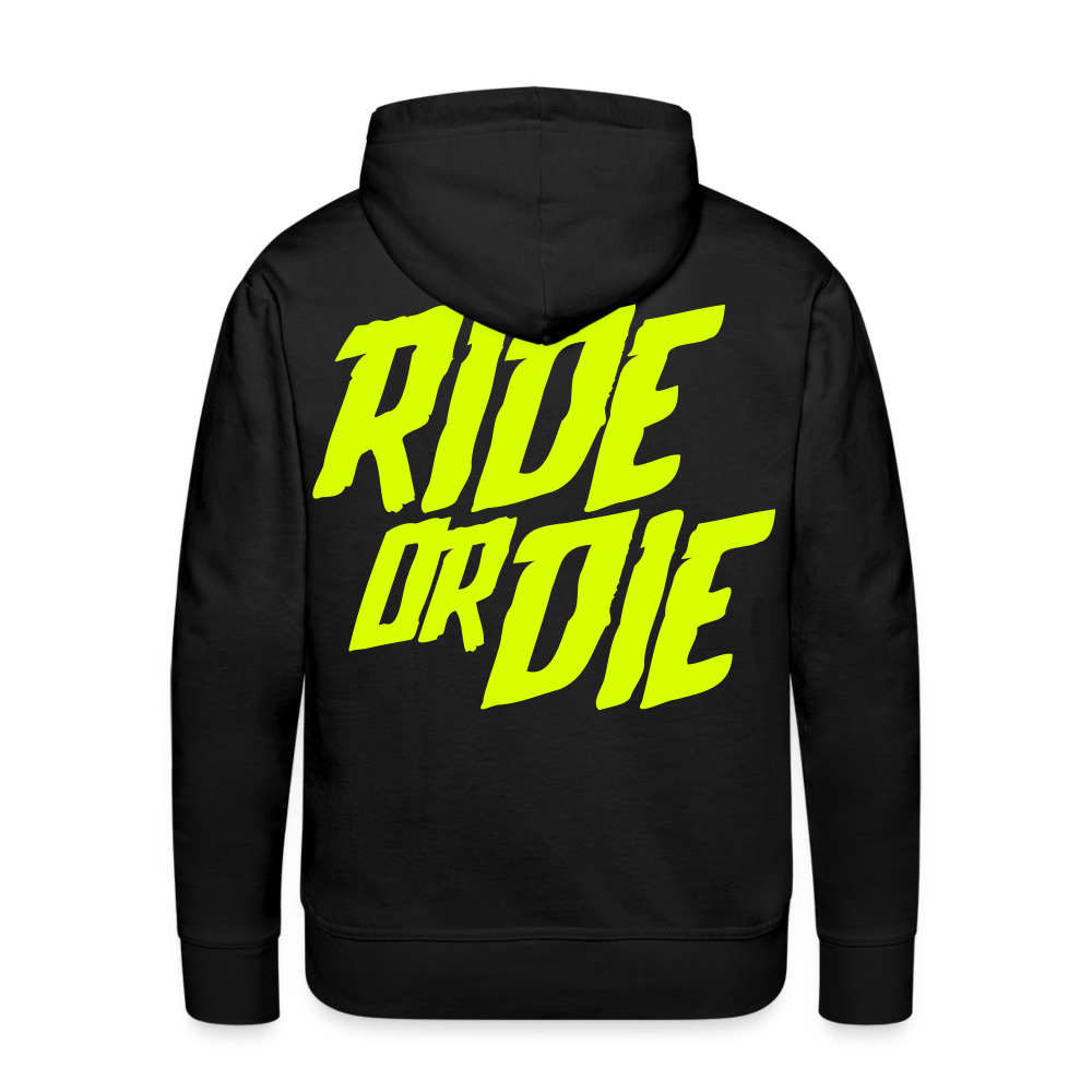 SPOD Männer Premium Hoodie Schwarz / S Ride or Die - Neongelb - Men’s Premium Hoodie E-Bike-Community