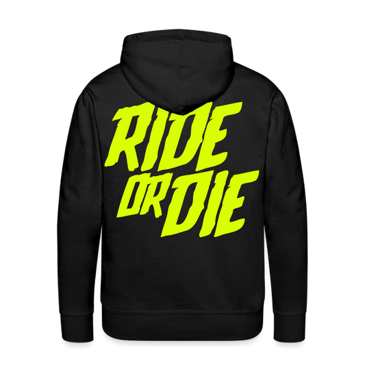 SPOD Männer Premium Hoodie Schwarz / S Ride or Die - Neongelb - Men’s Premium Hoodie E-Bike-Community