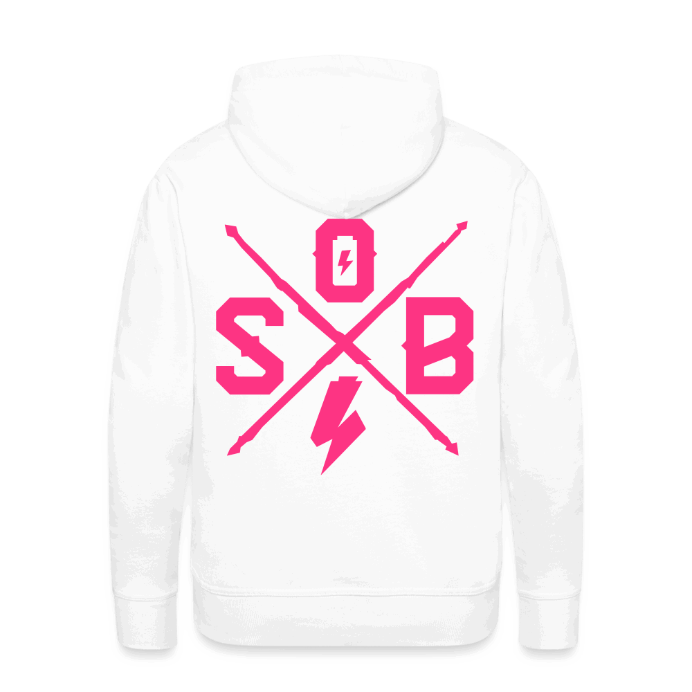 SPOD Männer Premium Hoodie weiß / S Cross - Neonpink -Premium Hoodie E-Bike-Community