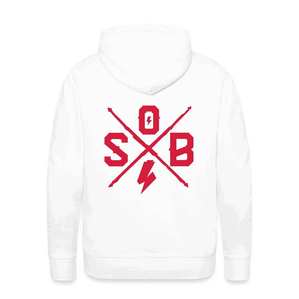 SPOD Männer Premium Hoodie weiß / S Cross - Redline - Premium Hoodie E-Bike-Community