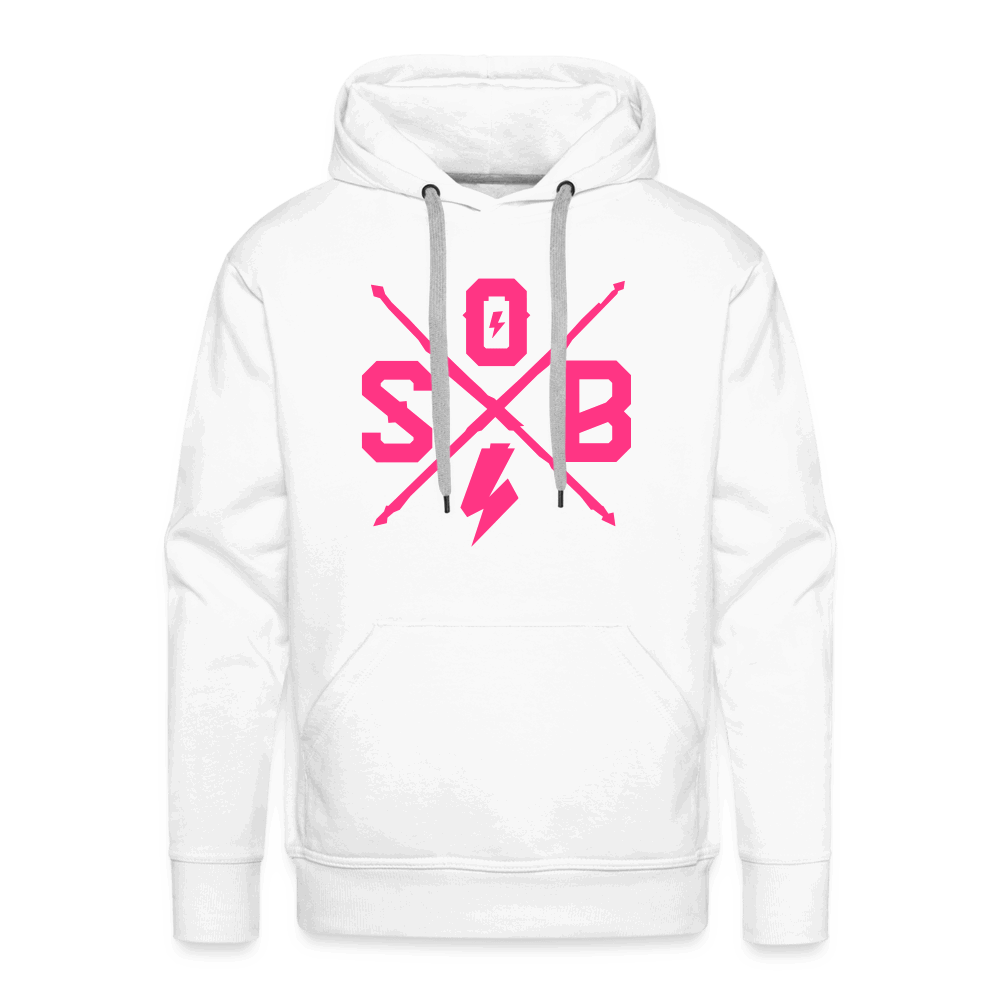 SPOD Männer Premium Hoodie weiß / S Neonpink Cross Premium Hoodie E-Bike-Community