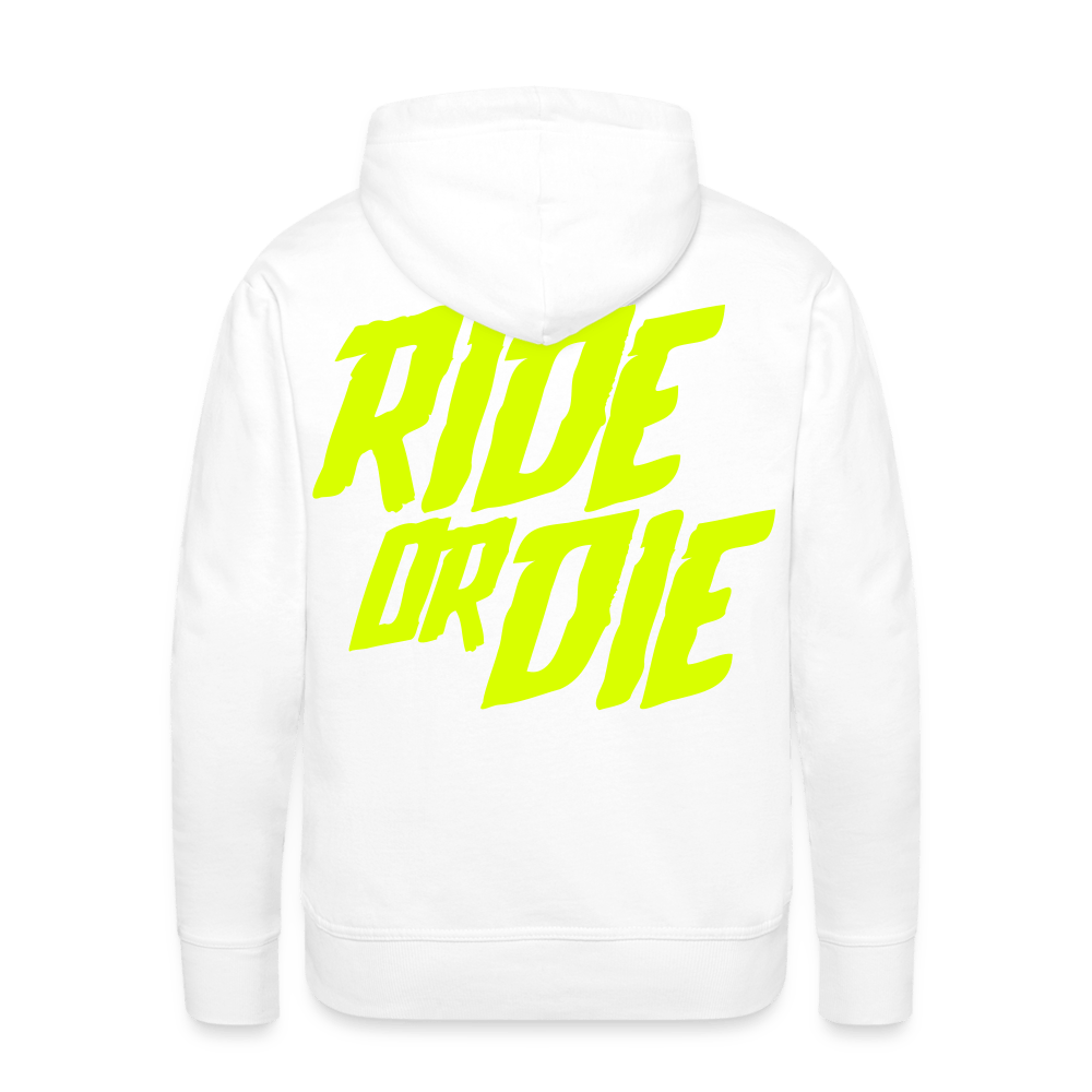 SPOD Männer Premium Hoodie weiß / S Ride or Die - Neongelb - Men’s Premium Hoodie E-Bike-Community