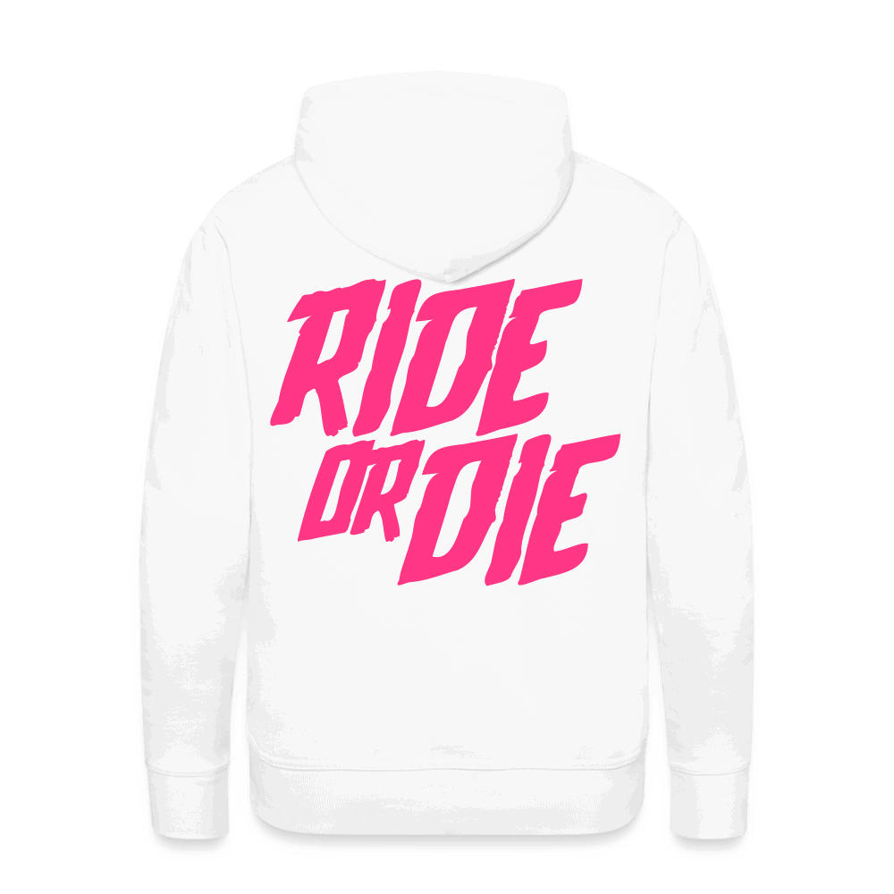 SPOD Männer Premium Hoodie weiß / S Ride or Die - Neonpink -Premium Hoodie E-Bike-Community