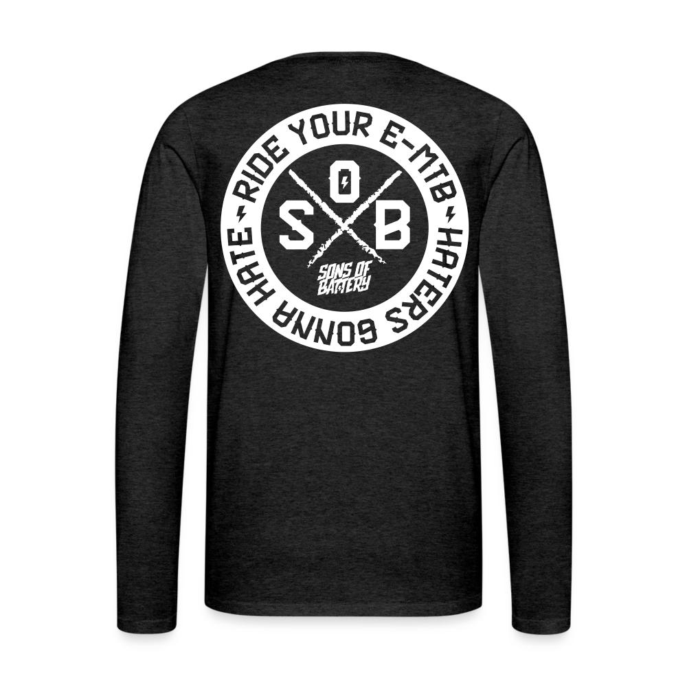 SPOD Männer Premium Langarmshirt Anthrazit / S Hater - Sons of Battery - DTG (Digital Druck) Männer Premium Langarmshirt E-Bike-Community