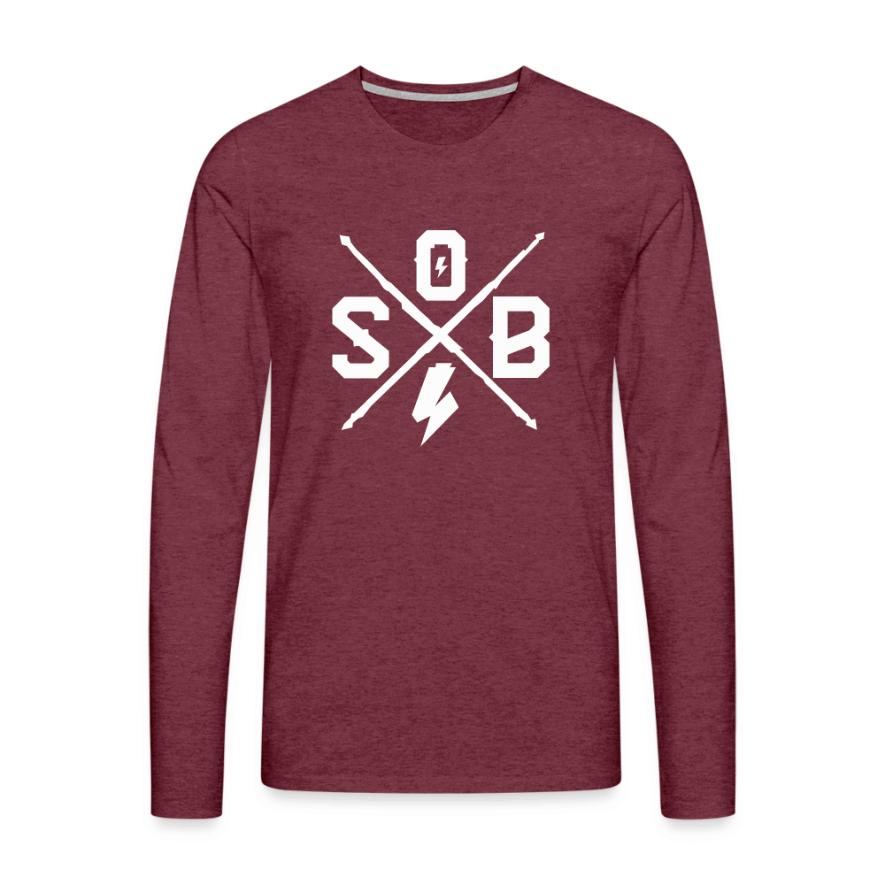 SPOD Männer Premium Langarmshirt Bordeauxrot meliert / S Cross Logo Premium Langarmshirt E-Bike-Community