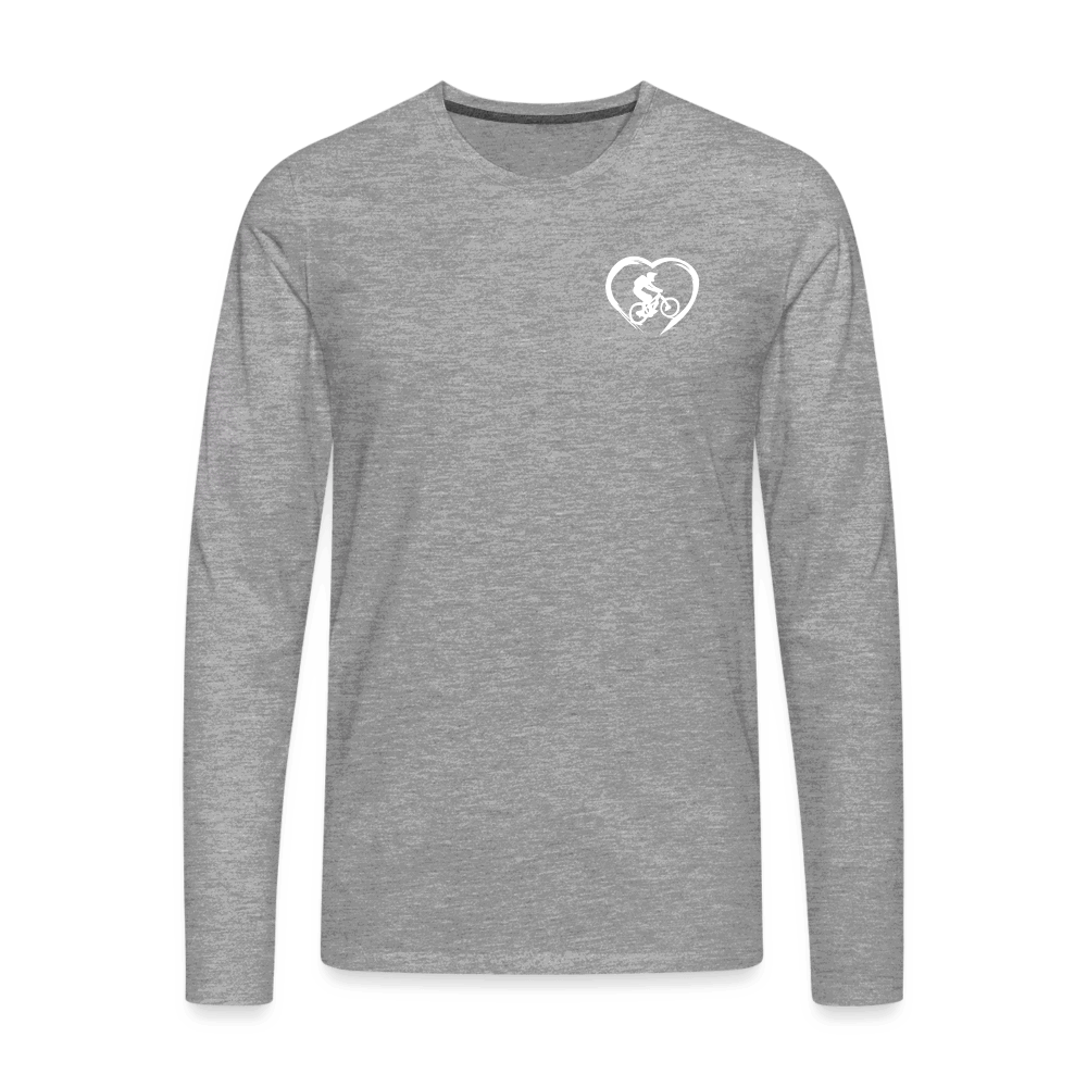 SPOD Männer Premium Langarmshirt Grau meliert / S Love 2 Ride / ❤️Männer Premium Langarmshirt E-Bike-Community