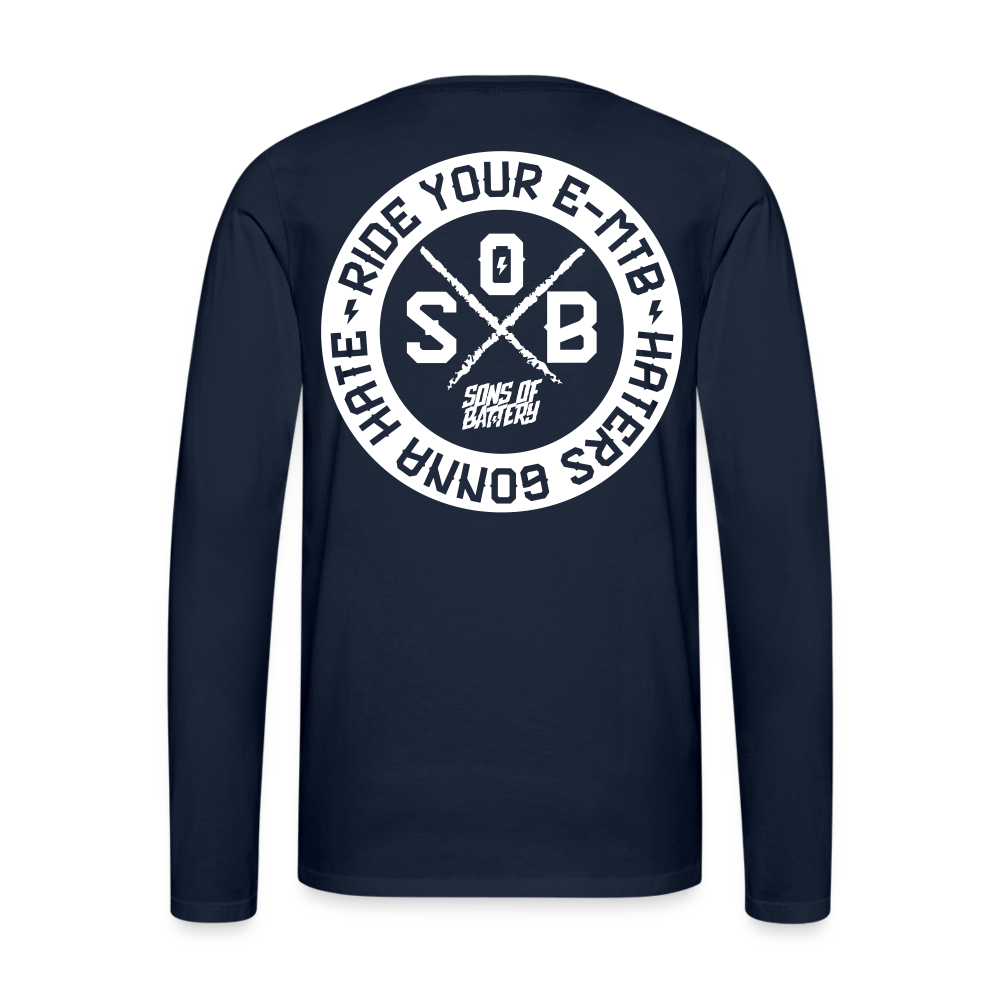 SPOD Männer Premium Langarmshirt Navy / S Hater - Sons of Battery - DTG (Digital Druck) Männer Premium Langarmshirt E-Bike-Community