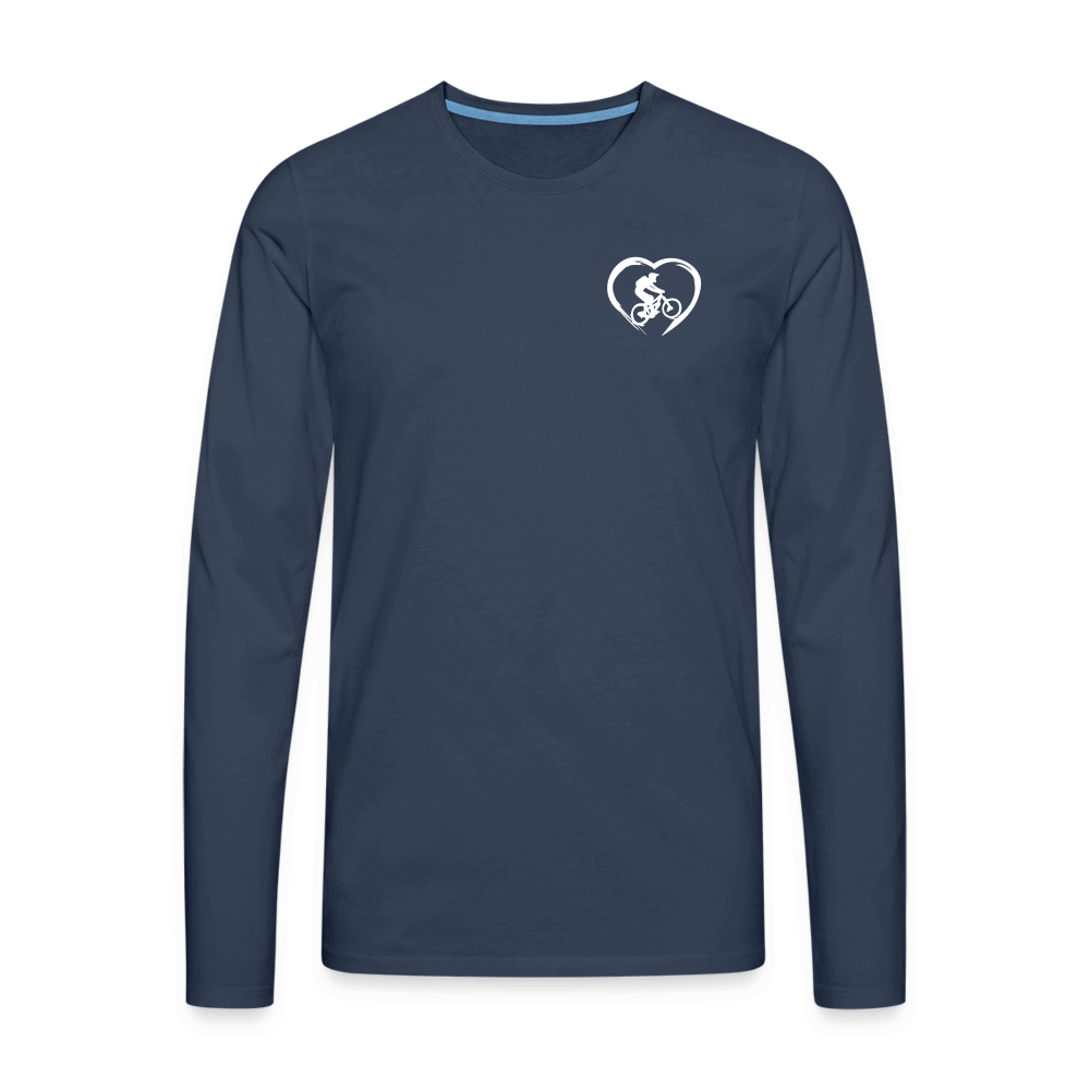 SPOD Männer Premium Langarmshirt Navy / S Love 2 Ride / ❤️Männer Premium Langarmshirt E-Bike-Community