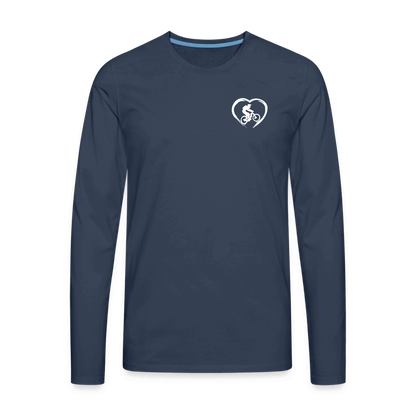 SPOD Männer Premium Langarmshirt Navy / S Love 2 Ride / ❤️Männer Premium Langarmshirt E-Bike-Community