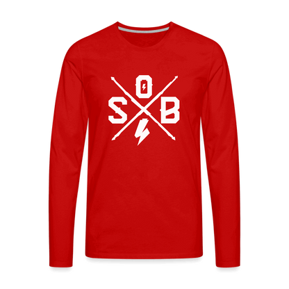 SPOD Männer Premium Langarmshirt Rot / S Cross Logo Premium Langarmshirt E-Bike-Community