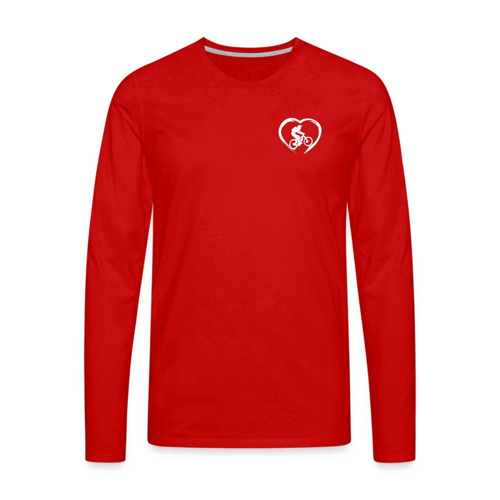 SPOD Männer Premium Langarmshirt Rot / S Love 2 Ride / ❤️Männer Premium Langarmshirt E-Bike-Community