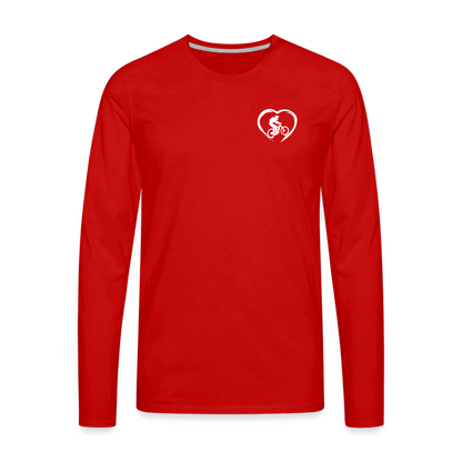 SPOD Männer Premium Langarmshirt Rot / S Love 2 Ride / ❤️Männer Premium Langarmshirt E-Bike-Community