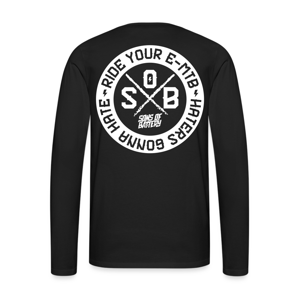 SPOD Männer Premium Langarmshirt Schwarz / S Hater - Sons of Battery - DTG (Digital Druck) Männer Premium Langarmshirt E-Bike-Community