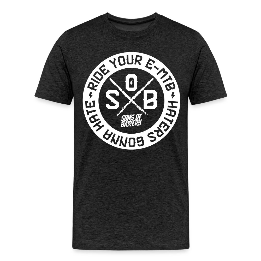 SPOD Männer Premium T-Shirt | Spreadshirt 812 Anthrazit / S "Haters Front" - Sons of Battery - Männer Premium T-Shirt E-Bike-Community