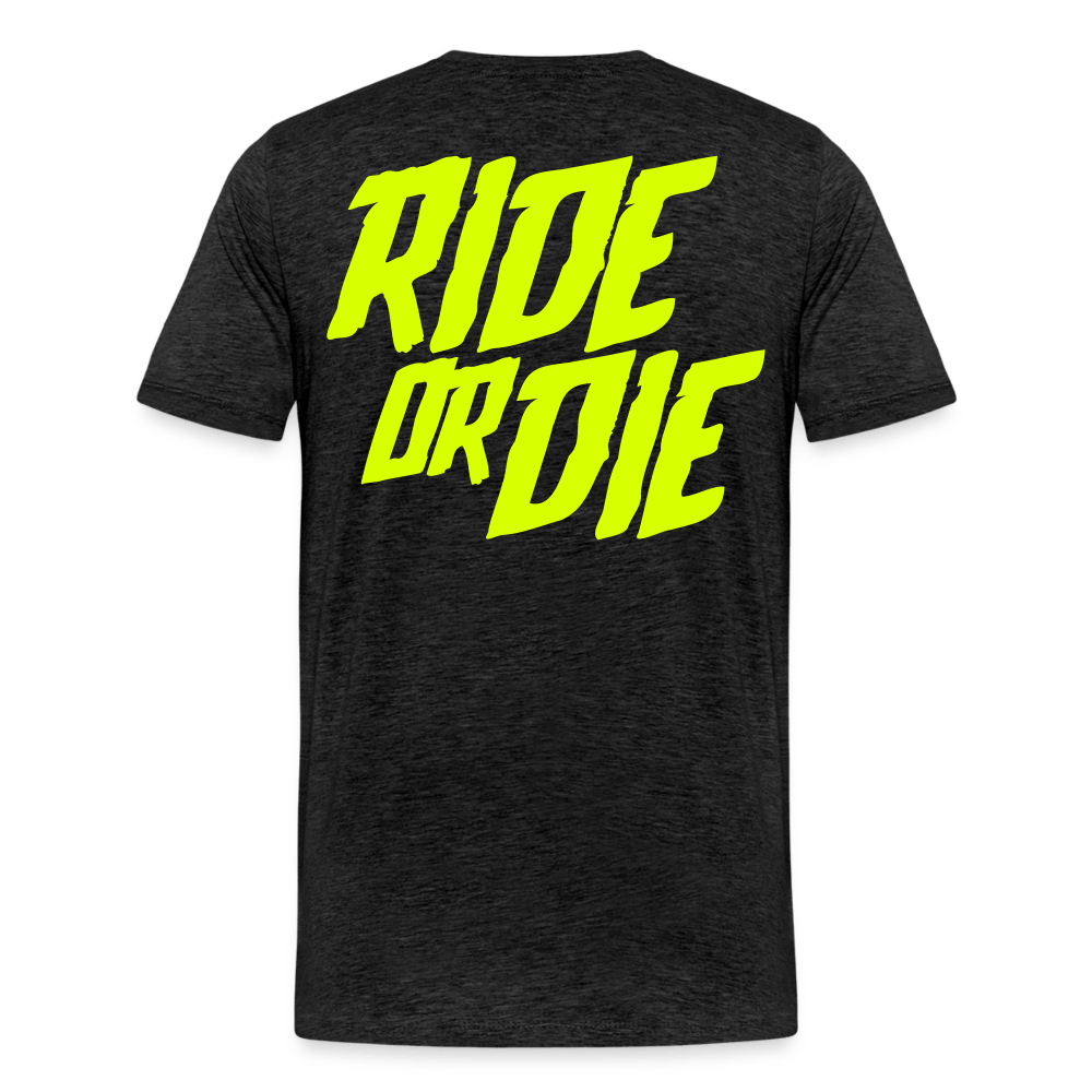 SPOD Männer Premium T-Shirt | Spreadshirt 812 Anthrazit / S Ride or Die - Neongelb - Männer Premium T-Shirt E-Bike-Community