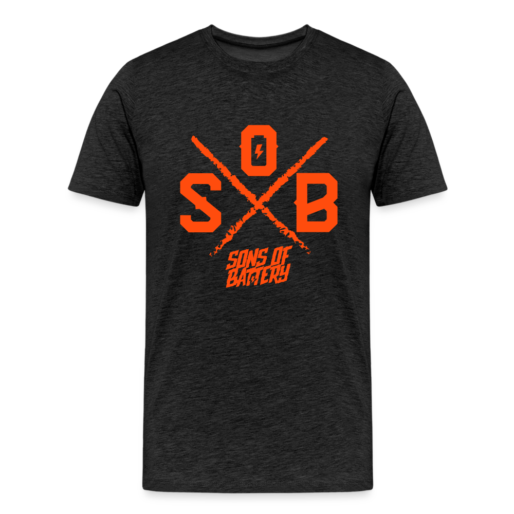 SPOD Männer Premium T-Shirt | Spreadshirt 812 Anthrazit / S SoB Cross - Neonorange Männer Premium T-Shirt E-Bike-Community