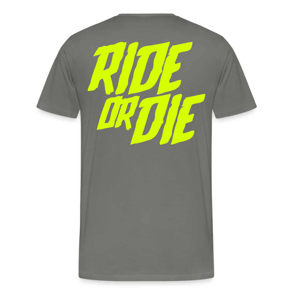 SPOD Männer Premium T-Shirt | Spreadshirt 812 Asphalt / S Ride or Die - Neongelb - Männer Premium T-Shirt E-Bike-Community