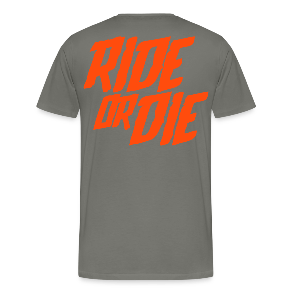 SPOD Männer Premium T-Shirt | Spreadshirt 812 Asphalt / S Ride or Die - Neonorange - Männer Premium T-Shirt E-Bike-Community