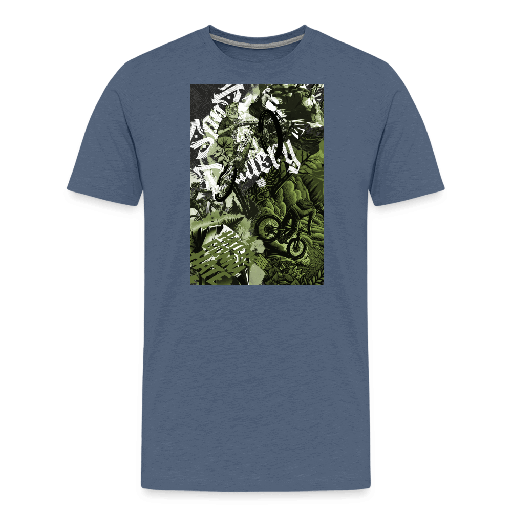 SPOD Männer Premium T-Shirt | Spreadshirt 812 Blau meliert / S Collage - Männer Premium T-Shirt E-Bike-Community