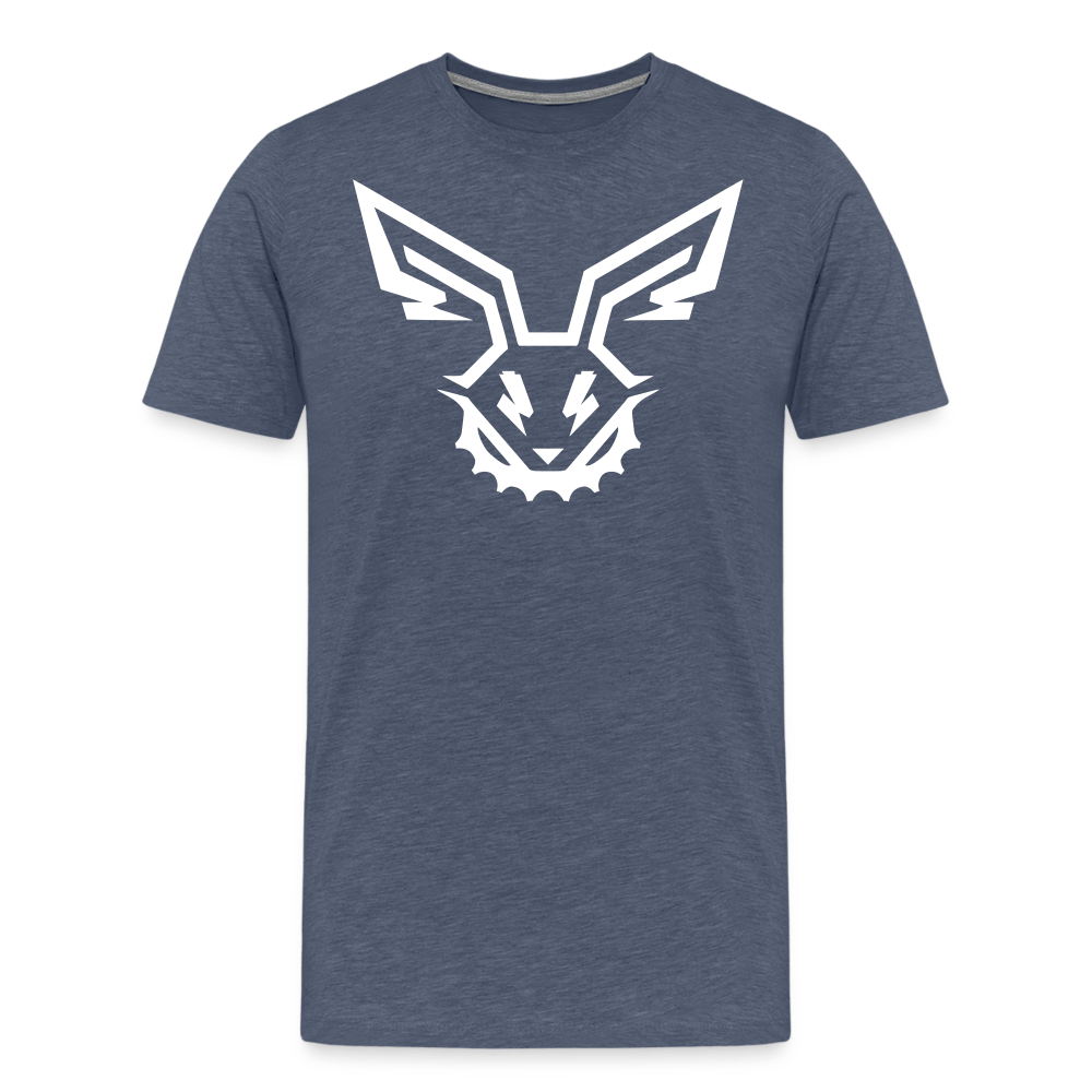 SPOD Männer Premium T-Shirt | Spreadshirt 812 Blau meliert / S Electro Bunny Weiß - Männer Premium T-Shirt E-Bike-Community