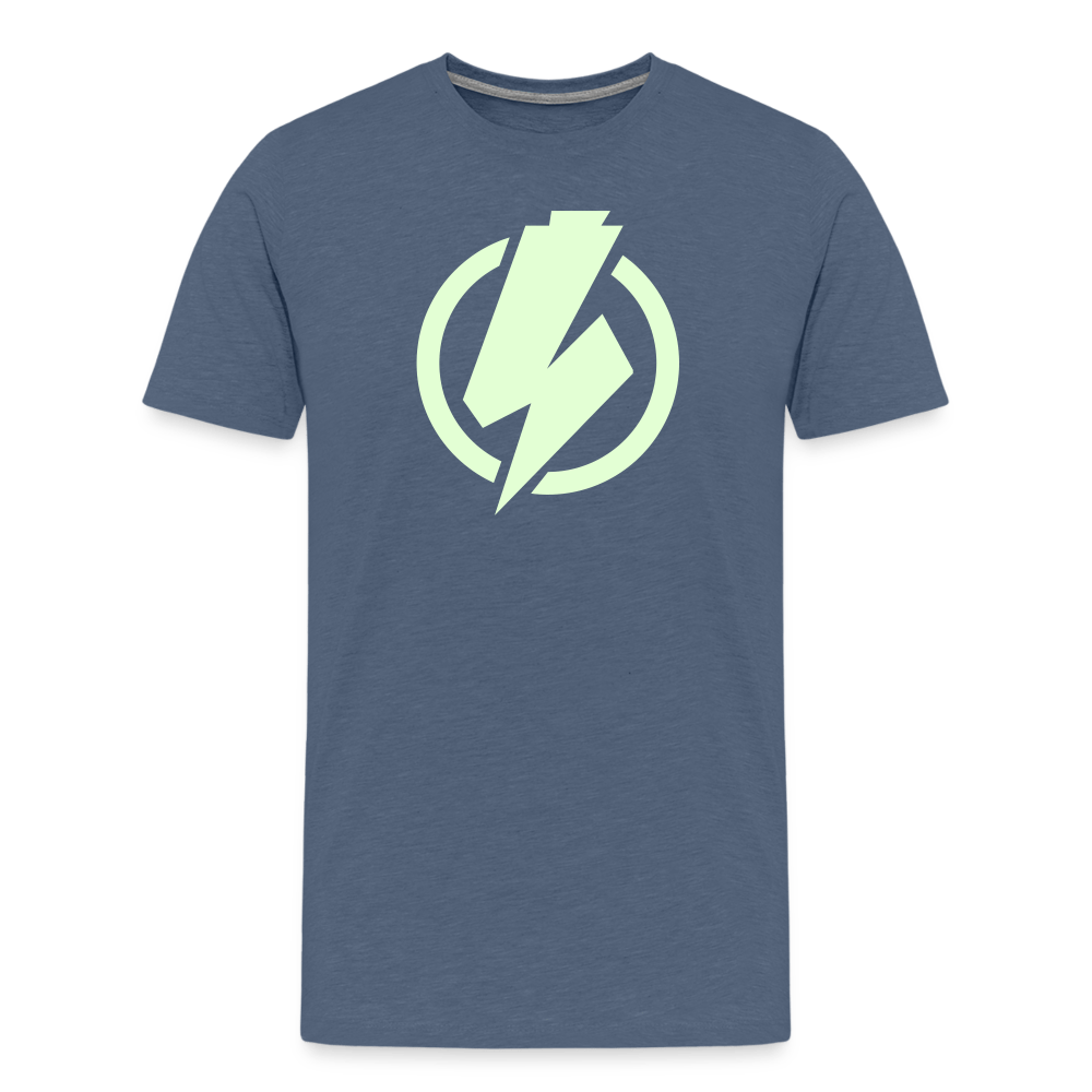 SPOD Männer Premium T-Shirt | Spreadshirt 812 Blau meliert / S Lightning - Glow in the Dark - Männer Premium T-Shirt E-Bike-Community