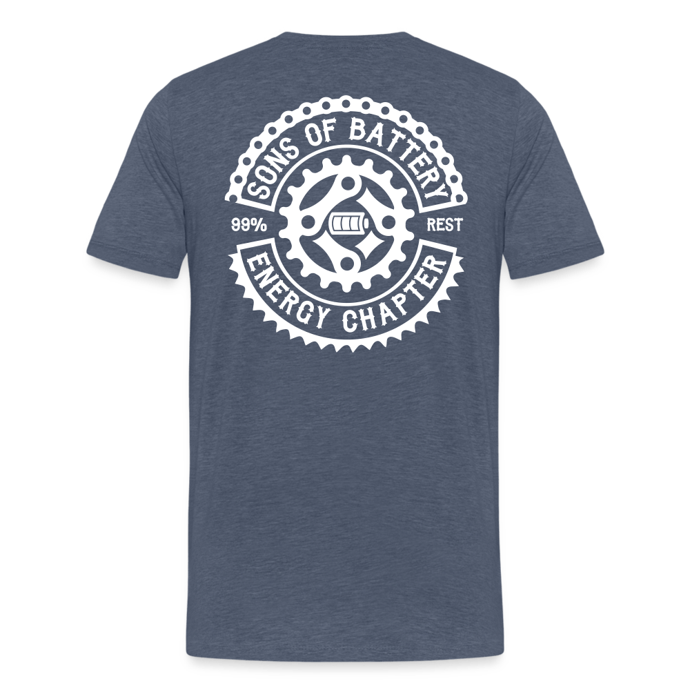 SPOD Männer Premium T-Shirt | Spreadshirt 812 Blau meliert / S OG Logo Backprint - Männer Premium T-Shirt E-Bike-Community