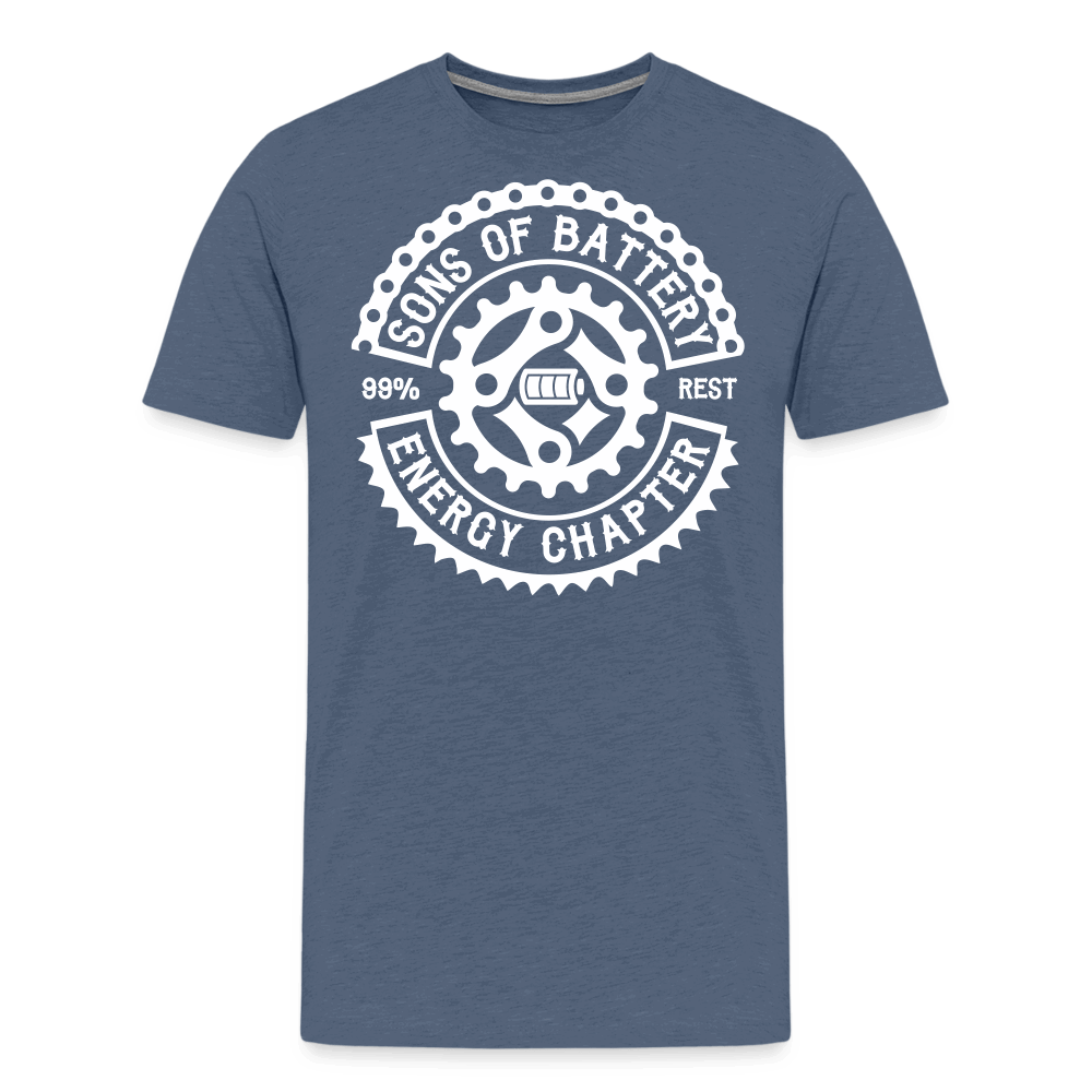 SPOD Männer Premium T-Shirt | Spreadshirt 812 Blau meliert / S Original - Sons of Battery Logo - (DTF) Männer Premium T-Shirt E-Bike-Community