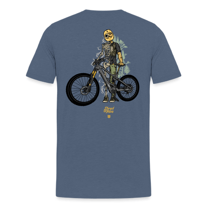 SPOD Männer Premium T-Shirt | Spreadshirt 812 Blau meliert / S Shred or Alive - Männer Premium T-Shirt E-Bike-Community