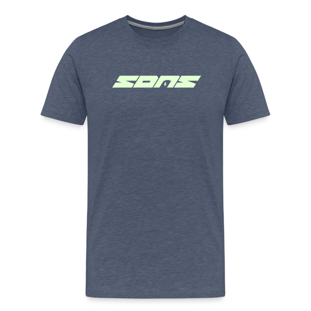 SPOD Männer Premium T-Shirt | Spreadshirt 812 Blau meliert / S SONS - Glow in the Dark - Männer Premium T-Shirt E-Bike-Community