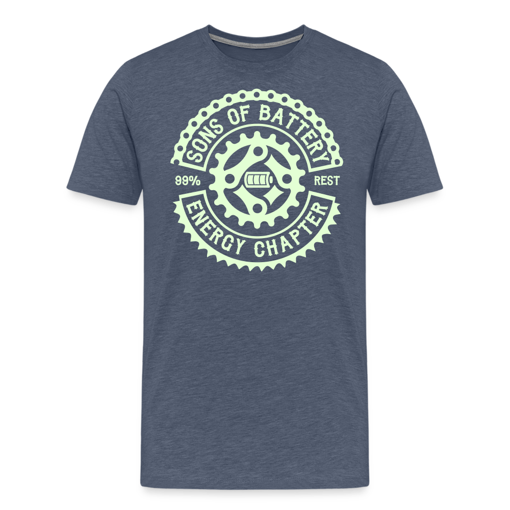 SPOD Männer Premium T-Shirt | Spreadshirt 812 Blau meliert / S Sons of Battery Rocker Classic - Glow in the Dark -Männer Premium T-Shirt E-Bike-Community