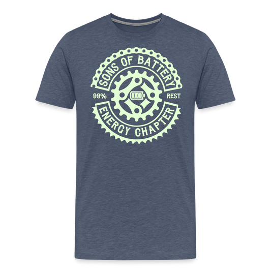 SPOD Männer Premium T-Shirt | Spreadshirt 812 Blau meliert / S Sons of Battery Rocker Classic - Glow in the Dark -Männer Premium T-Shirt E-Bike-Community