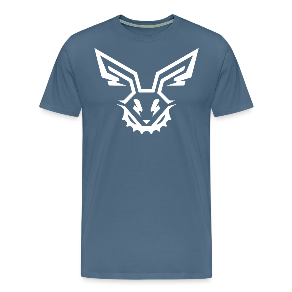 SPOD Männer Premium T-Shirt | Spreadshirt 812 Blaugrau / S Electro Bunny Weiß - Männer Premium T-Shirt E-Bike-Community