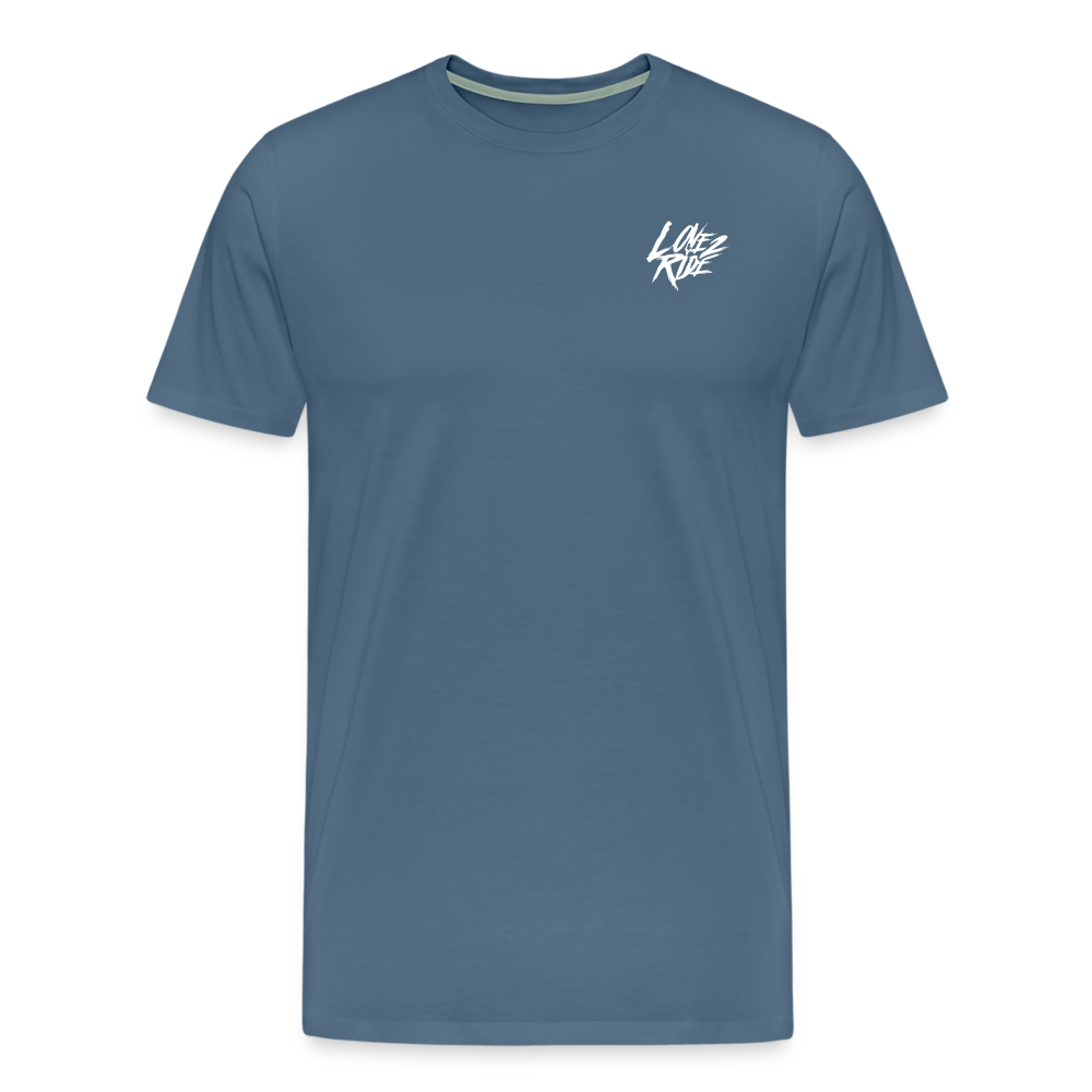 SPOD Männer Premium T-Shirt | Spreadshirt 812 Blaugrau / S LOVE 2 RIDE - Front / Backprint -Männer Premium T-Shirt E-Bike-Community