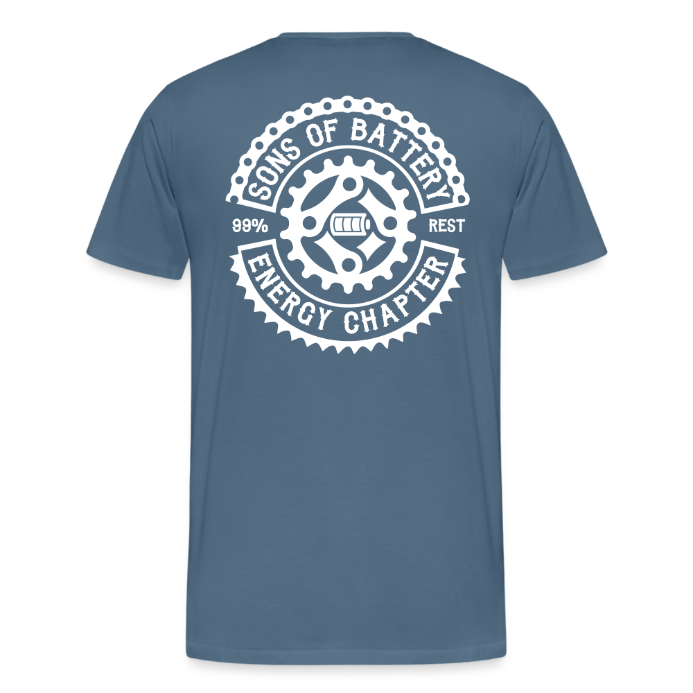 SPOD Männer Premium T-Shirt | Spreadshirt 812 Blaugrau / S OG Logo Backprint - Männer Premium T-Shirt E-Bike-Community