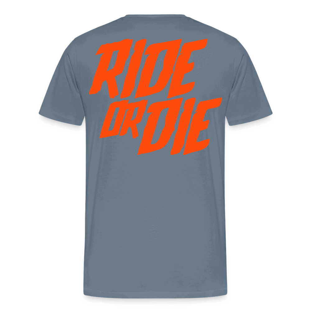 SPOD Männer Premium T-Shirt | Spreadshirt 812 Blaugrau / S Ride or Die - Neonorange - Männer Premium T-Shirt E-Bike-Community