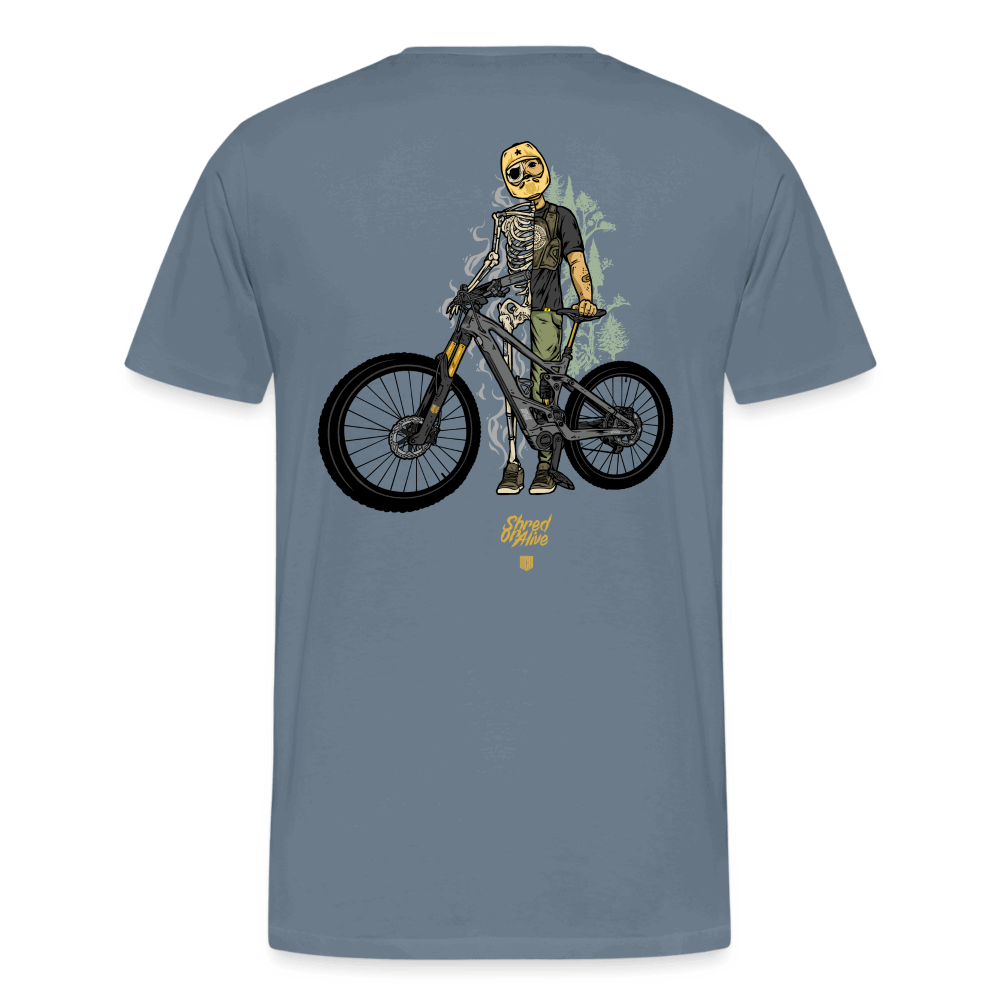 SPOD Männer Premium T-Shirt | Spreadshirt 812 Blaugrau / S Shred or Alive - Männer Premium T-Shirt E-Bike-Community