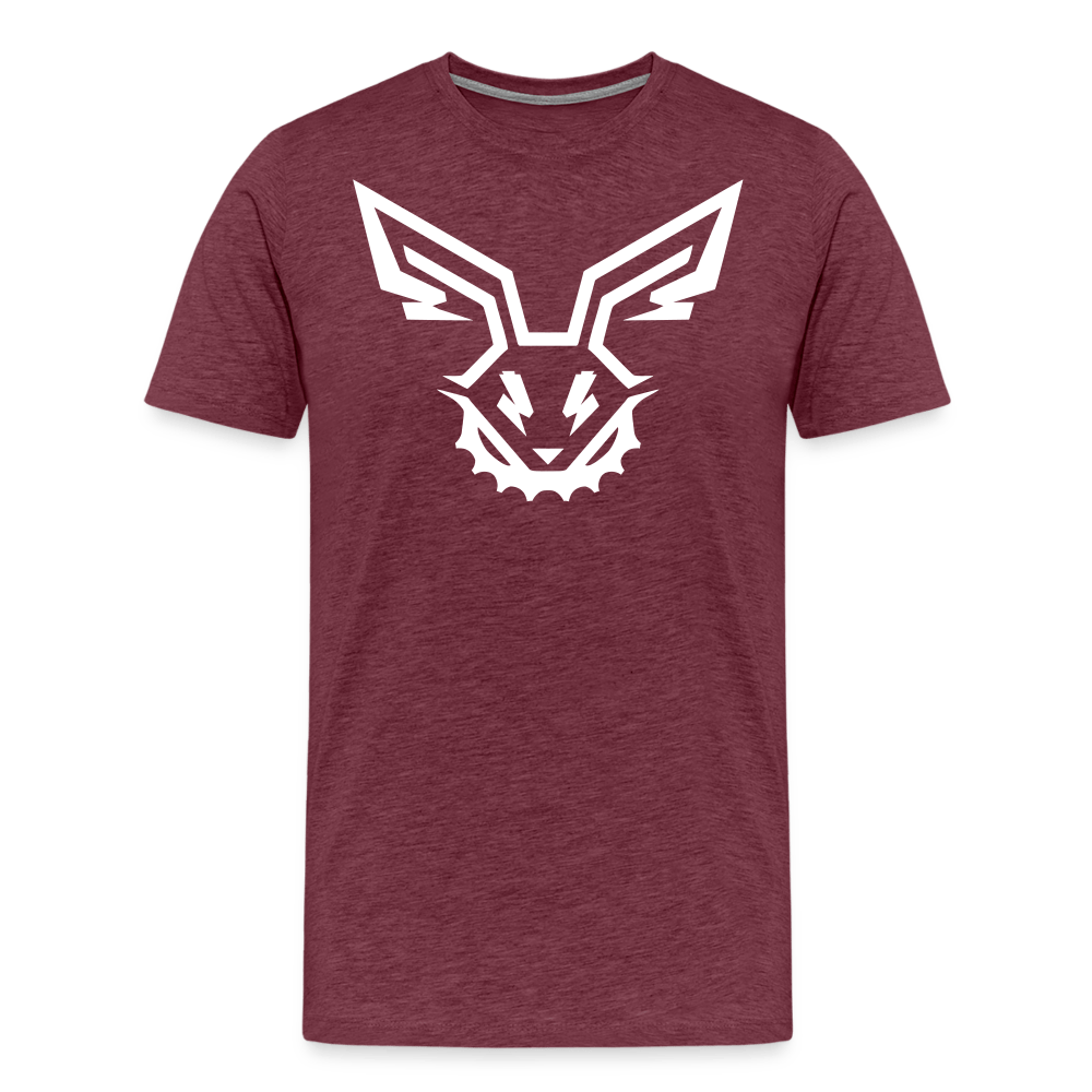 SPOD Männer Premium T-Shirt | Spreadshirt 812 Bordeauxrot meliert / S Electro Bunny Weiß - Männer Premium T-Shirt E-Bike-Community