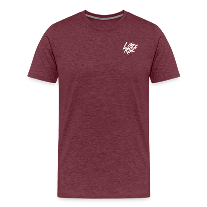 SPOD Männer Premium T-Shirt | Spreadshirt 812 Bordeauxrot meliert / S LOVE 2 RIDE - Front / Backprint -Männer Premium T-Shirt E-Bike-Community