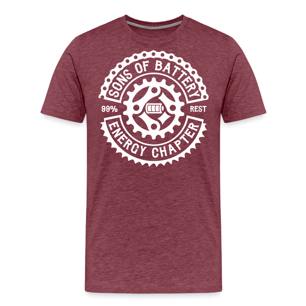 SPOD Männer Premium T-Shirt | Spreadshirt 812 Bordeauxrot meliert / S Original - Sons of Battery Logo - (DTF) Männer Premium T-Shirt E-Bike-Community