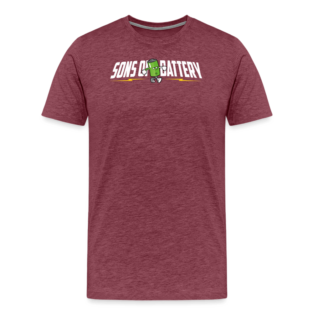 SPOD Männer Premium T-Shirt | Spreadshirt 812 Bordeauxrot meliert / S Sons of Battery B-Boy Männer Premium T-Shirt E-Bike-Community