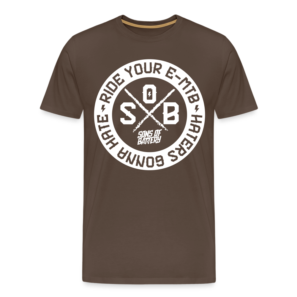 SPOD Männer Premium T-Shirt | Spreadshirt 812 Edelbraun / S "Haters Front" - Sons of Battery - Männer Premium T-Shirt E-Bike-Community