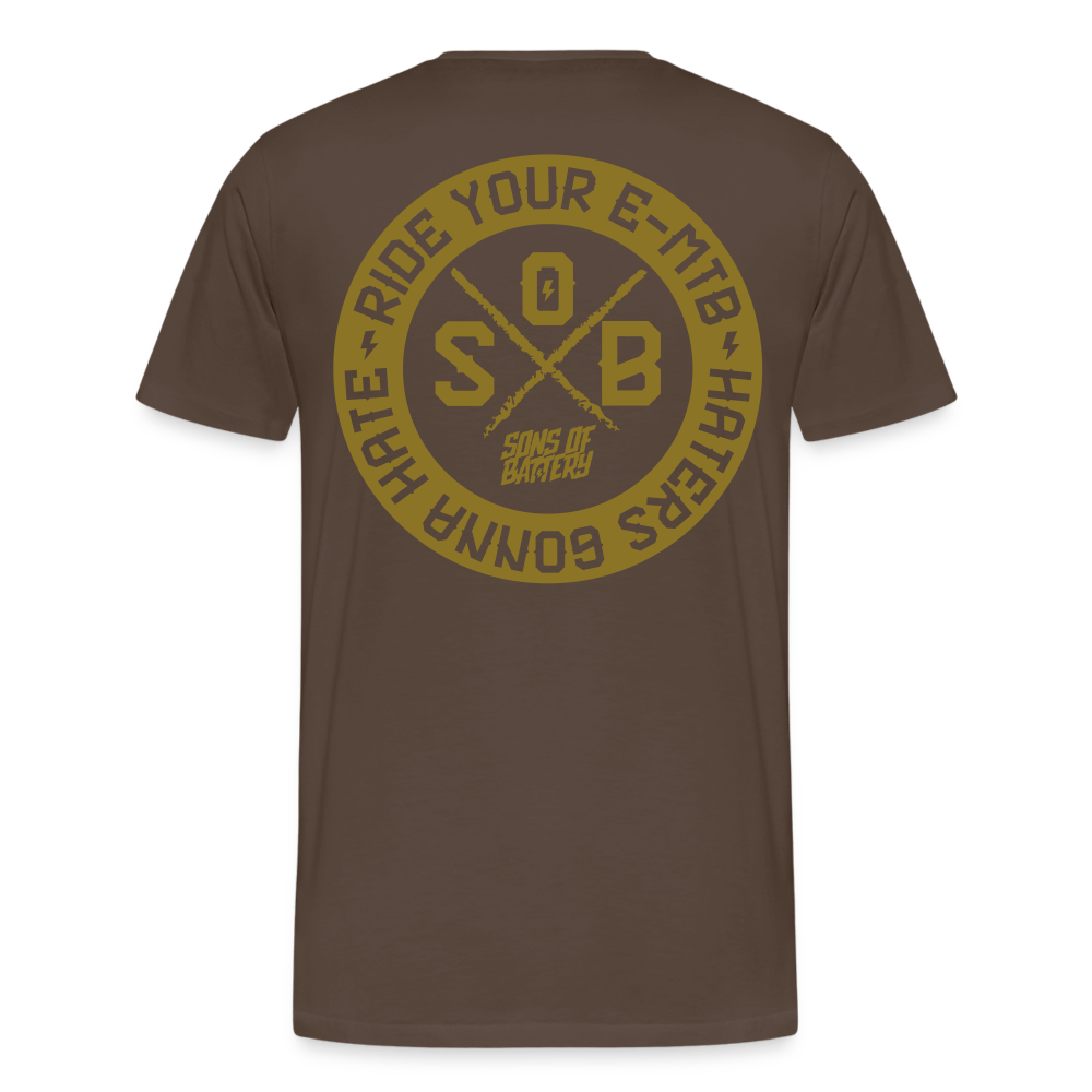 SPOD Männer Premium T-Shirt | Spreadshirt 812 Edelbraun / S "Haters" - Gold - Sons of Battery - Männer Premium T-Shirt E-Bike-Community