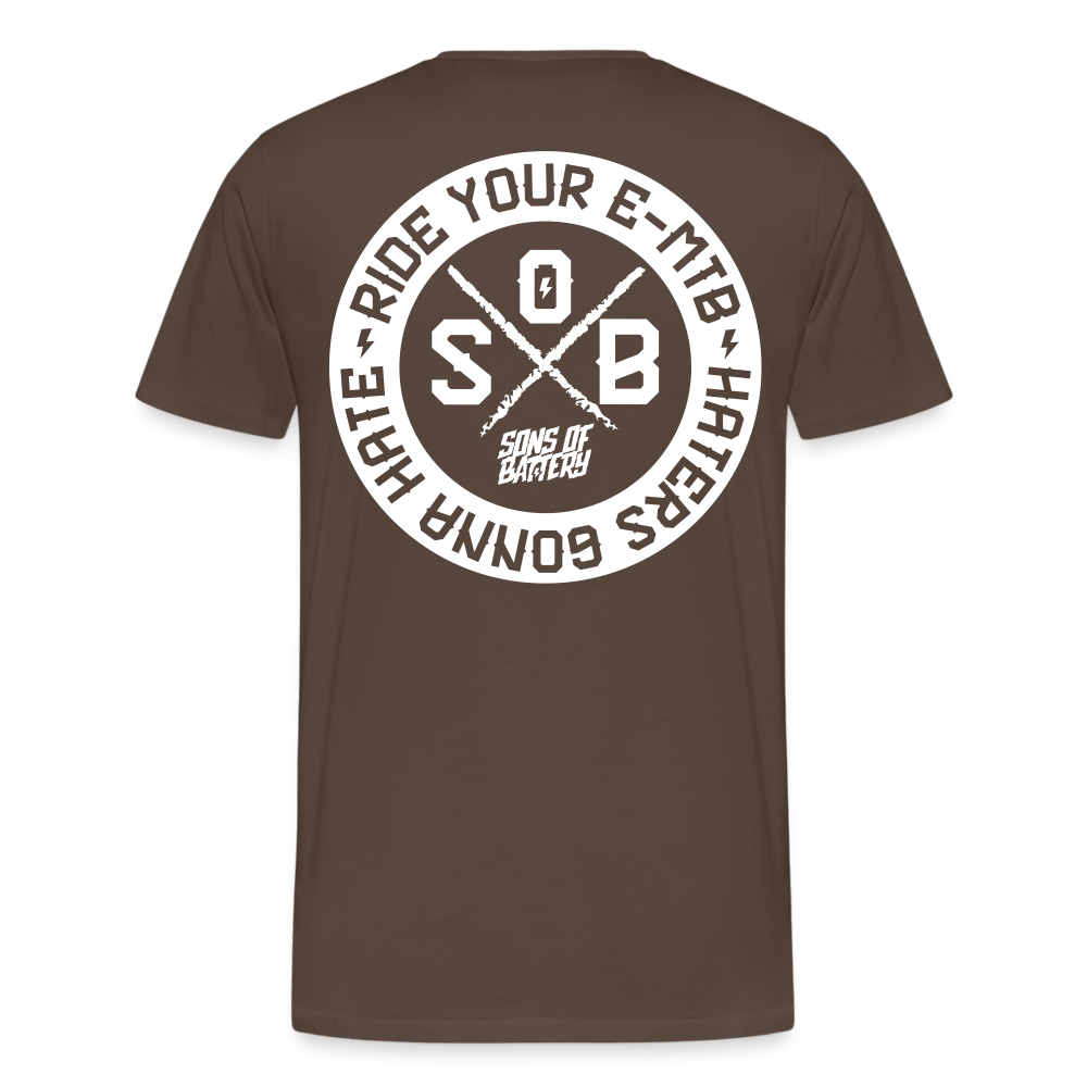 SPOD Männer Premium T-Shirt | Spreadshirt 812 Edelbraun / S "Haters" - SONS OF BATTERY - Männer Premium T-Shirt E-Bike-Community