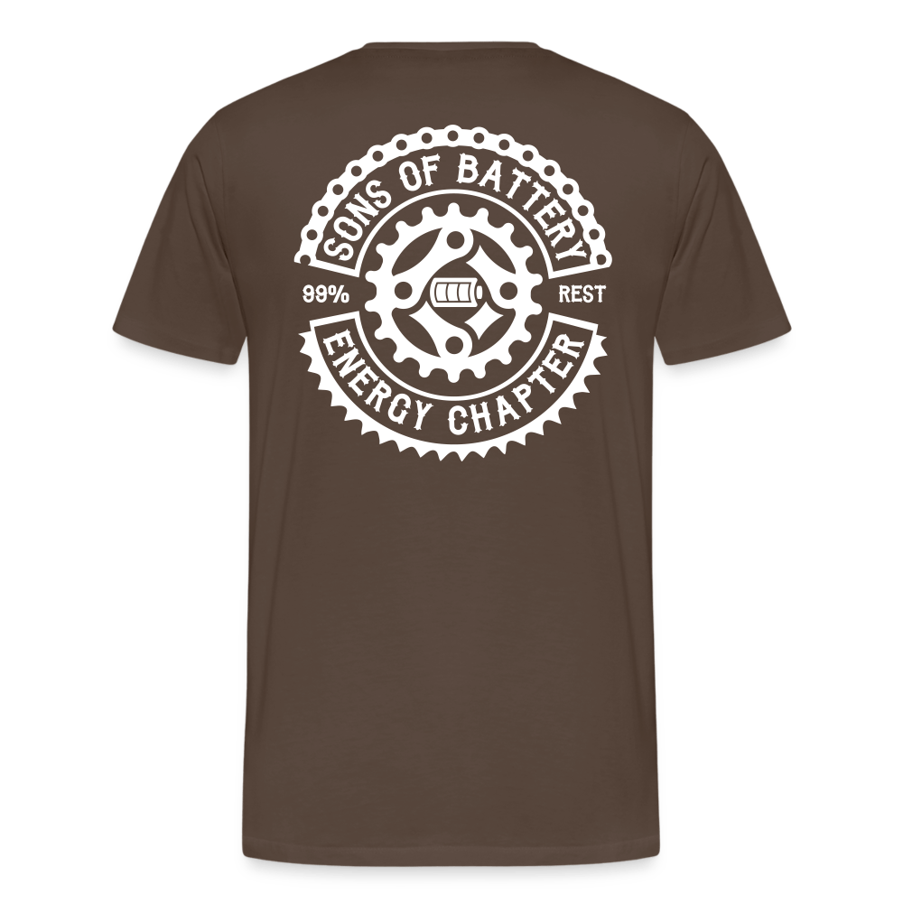 SPOD Männer Premium T-Shirt | Spreadshirt 812 Edelbraun / S OG Logo Backprint - Männer Premium T-Shirt E-Bike-Community