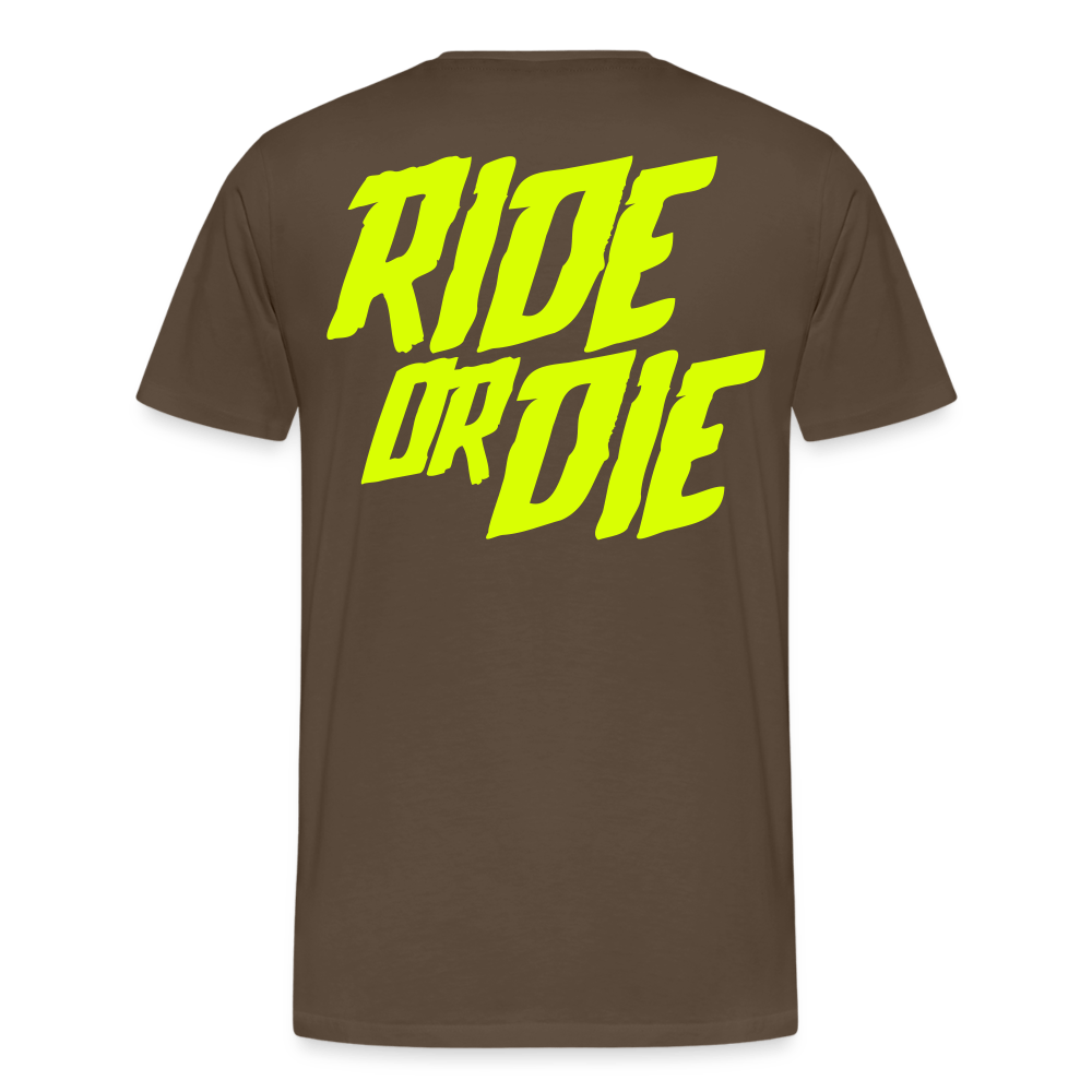 SPOD Männer Premium T-Shirt | Spreadshirt 812 Edelbraun / S Ride or Die - Neongelb - Männer Premium T-Shirt E-Bike-Community