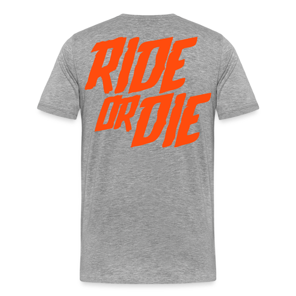 SPOD Männer Premium T-Shirt | Spreadshirt 812 Grau meliert / S Ride or Die - Neonorange - Männer Premium T-Shirt E-Bike-Community