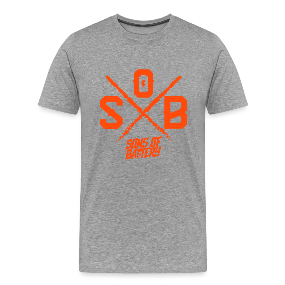 SPOD Männer Premium T-Shirt | Spreadshirt 812 Grau meliert / S SoB Cross - Neonorange Männer Premium T-Shirt E-Bike-Community