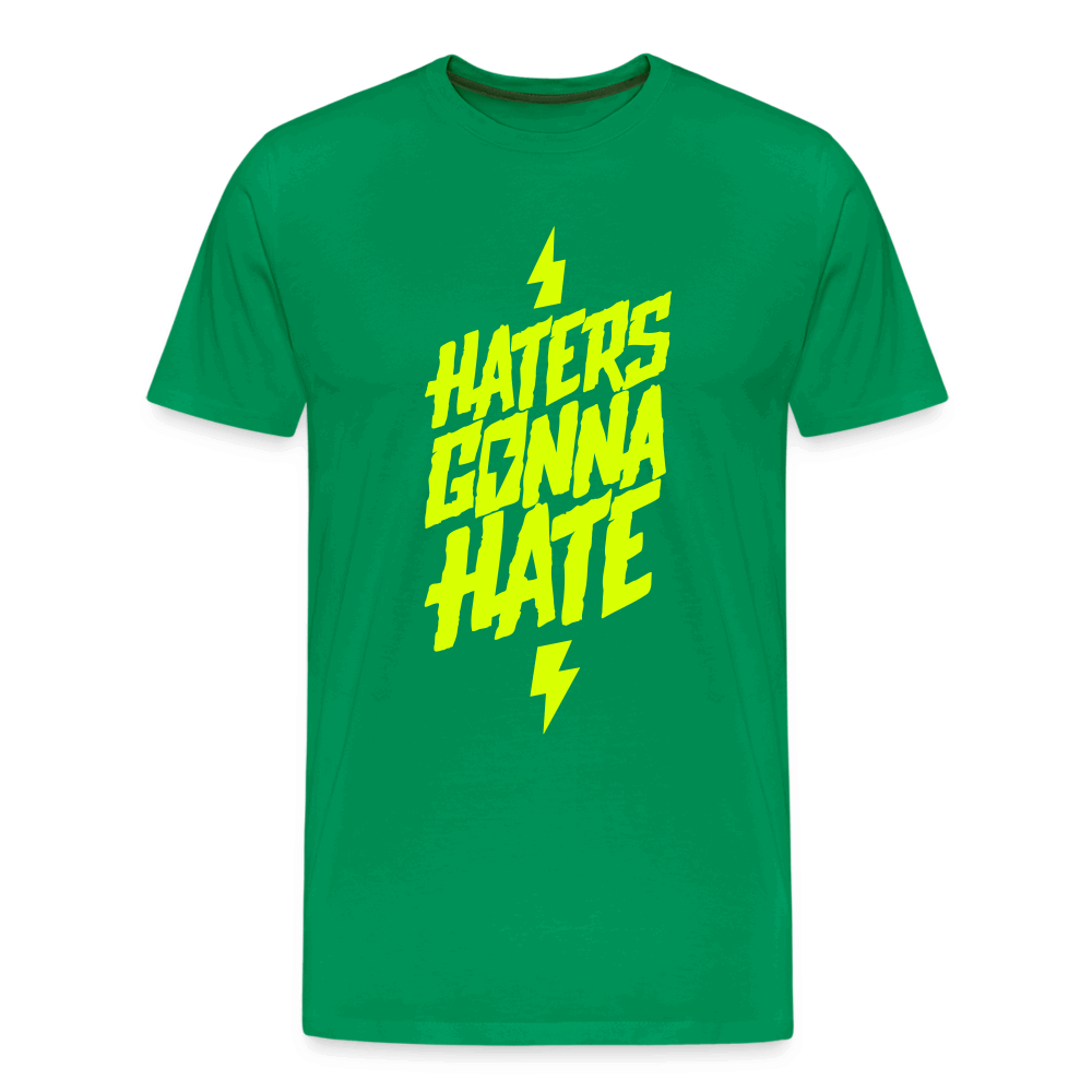 SPOD Männer Premium T-Shirt | Spreadshirt 812 Kelly Green / S Haters gonna Hate - Neongelb - Männer Premium T-Shirt E-Bike-Community