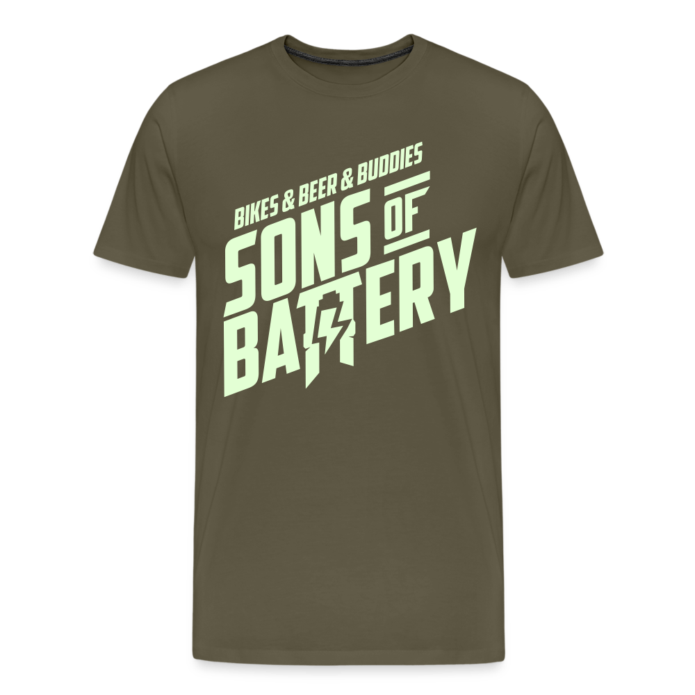 SPOD Männer Premium T-Shirt | Spreadshirt 812 Khaki / S 3B's - Glow in the Dark -Männer Premium T-Shirt E-Bike-Community